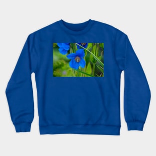 Blue Poppy Flower Elegance Crewneck Sweatshirt